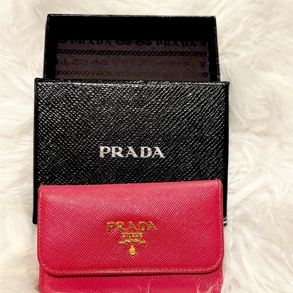 Prada Saffiano Pink Key Holder/ Card Holder